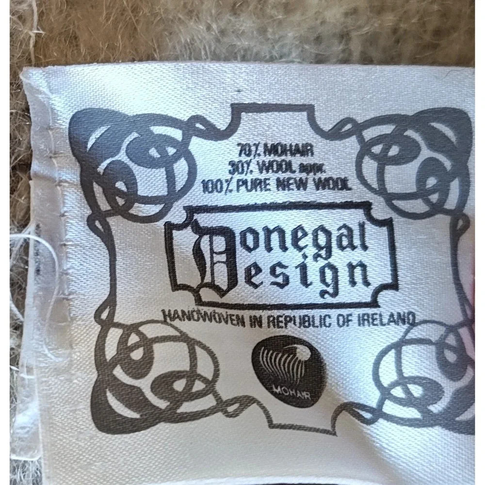 Donegal Design‎ Scarf Throw 74x18 Grey Cream Mohair Wool Handwoven Ireland